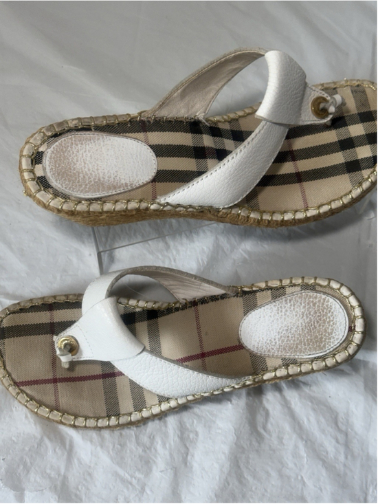 Burberry Shoes - Burberry EU Size 41 Nova Check Espadrille Wedge Sandals shoes white